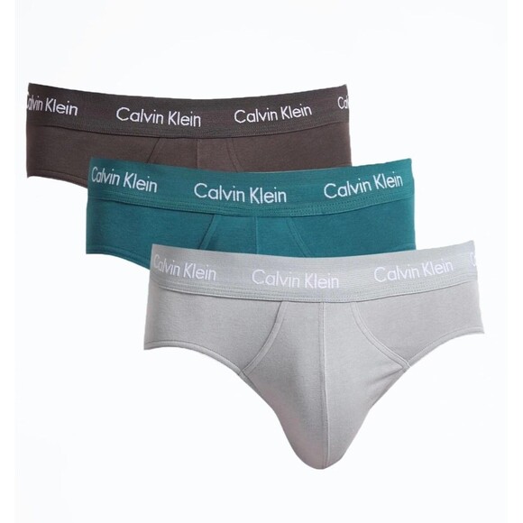 CALVIN KLEIN Hip Briefs Mens Medium Gray 3-Pack Classic Fit Wicking Stretch Logo - Picture 1 of 6